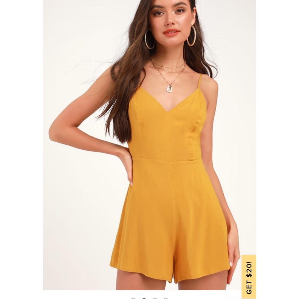 Roxanna Mustard Yellow Tie-Back Romper